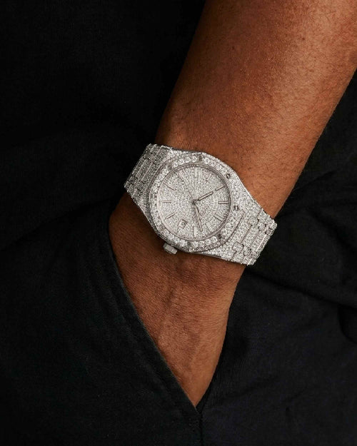 bust down moissanite watch 14k white gold icecartel model px