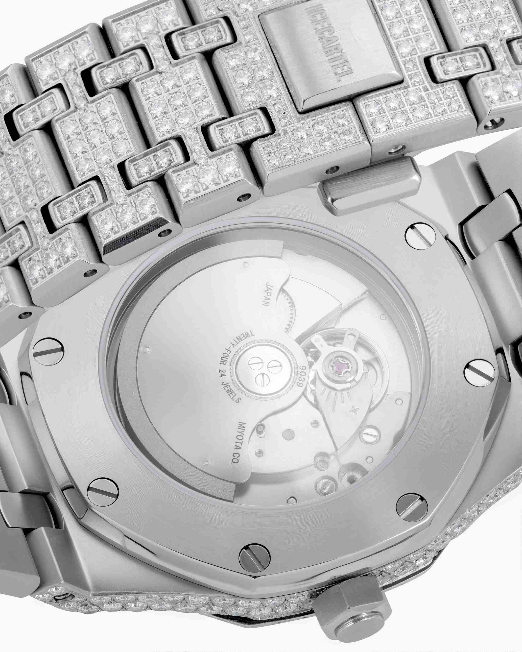 Bust Down Moissanite Watch | 44MM | 14K White Gold