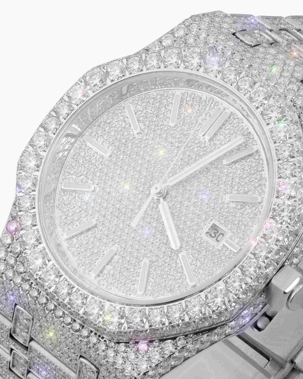 bust down moissanite watch 14k white gold icecartel newest px close