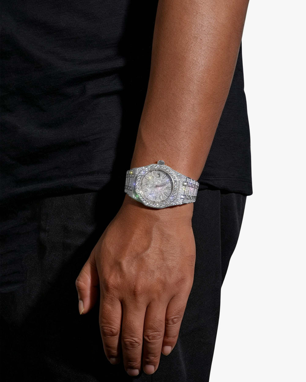 bust down moissanite watch 14k white gold icecartel newest px model new