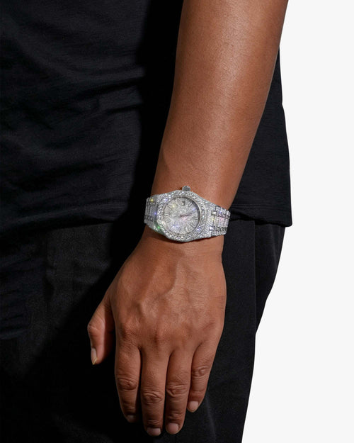 bust down moissanite watch 14k white gold icecartel newest px model new