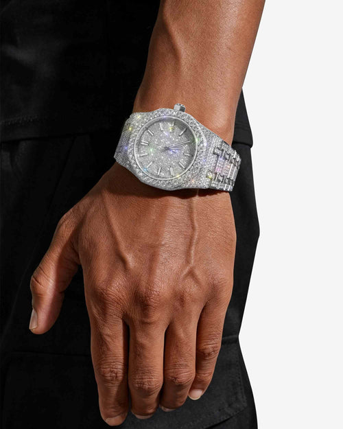 bust down moissanite watch 14k white gold icecartel newest px model