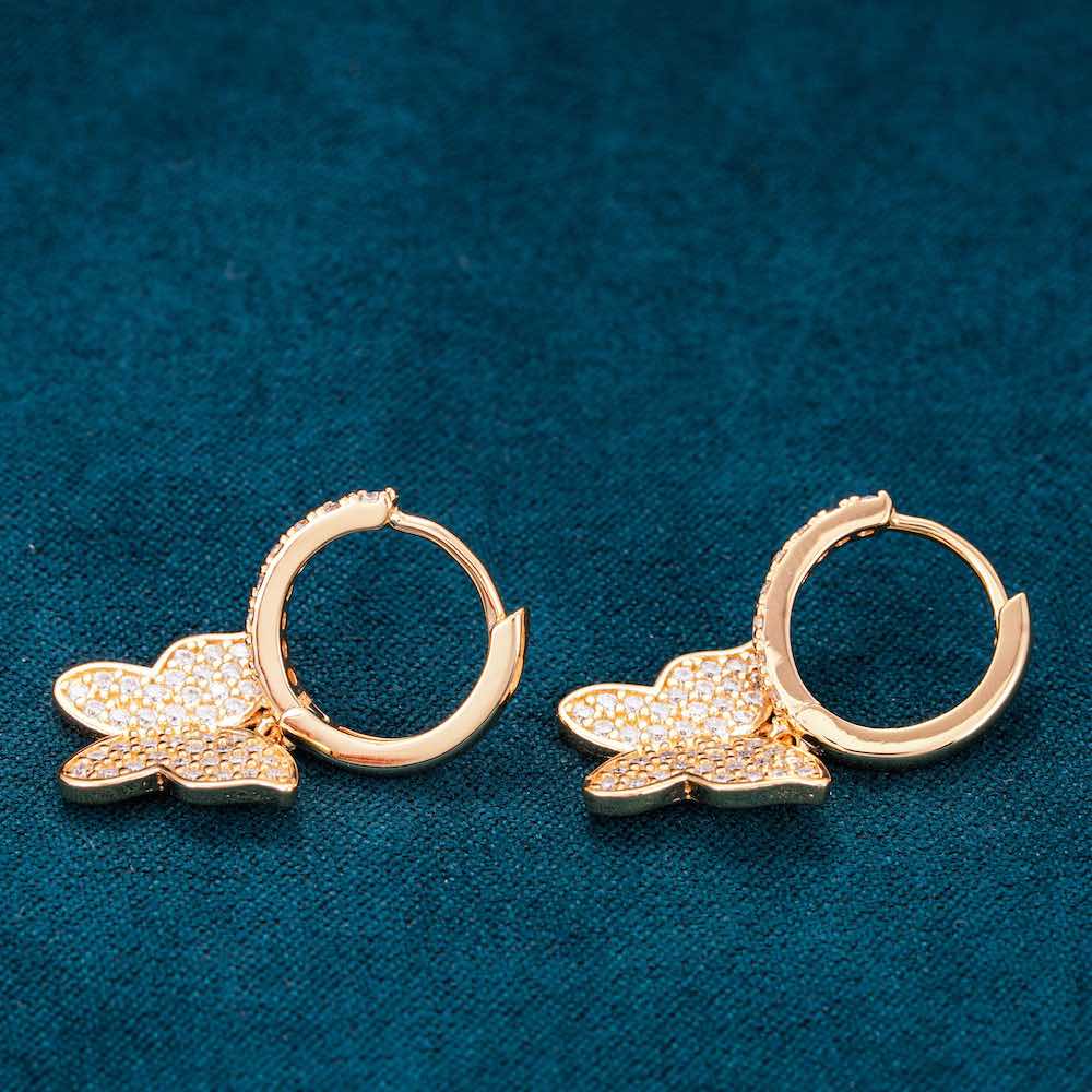 Butterfly Moissanite Earrings 14K Gold Icecartel side
