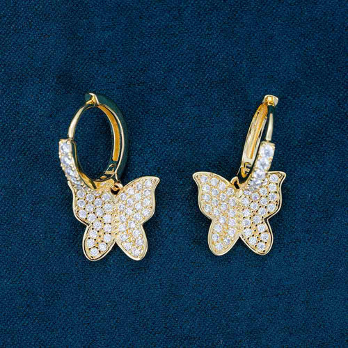 Butterfly Moissanite Earrings 14K Gold Icecartel