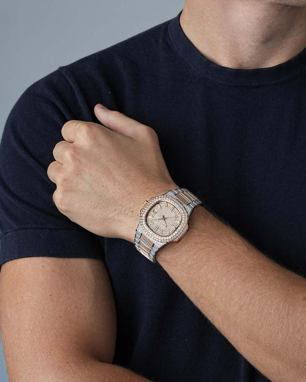 Circle Face Moissanite Watch 14K Rose Gold