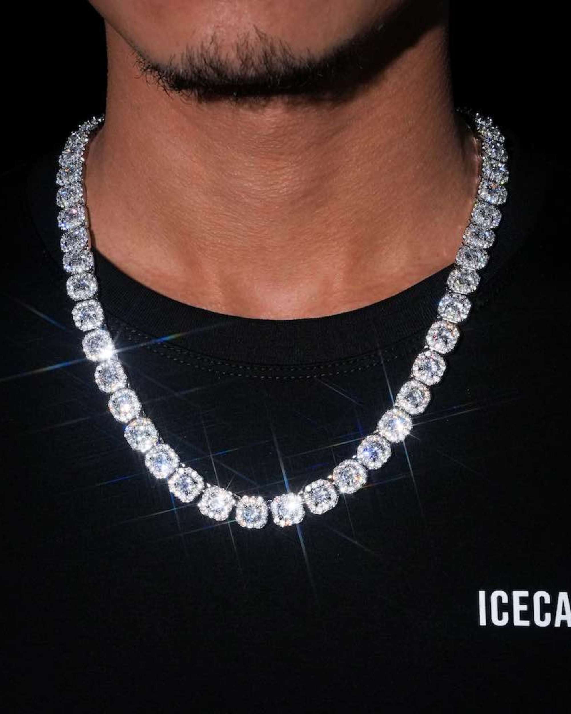 Moissanite Clustered Tennis Chain 14K Gold - IceCartel™