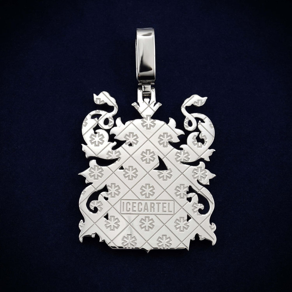coat of arms home custom logo moissanite pendant 14k gold back icecartel