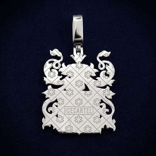 coat of arms home custom logo moissanite pendant 14k gold back icecartel