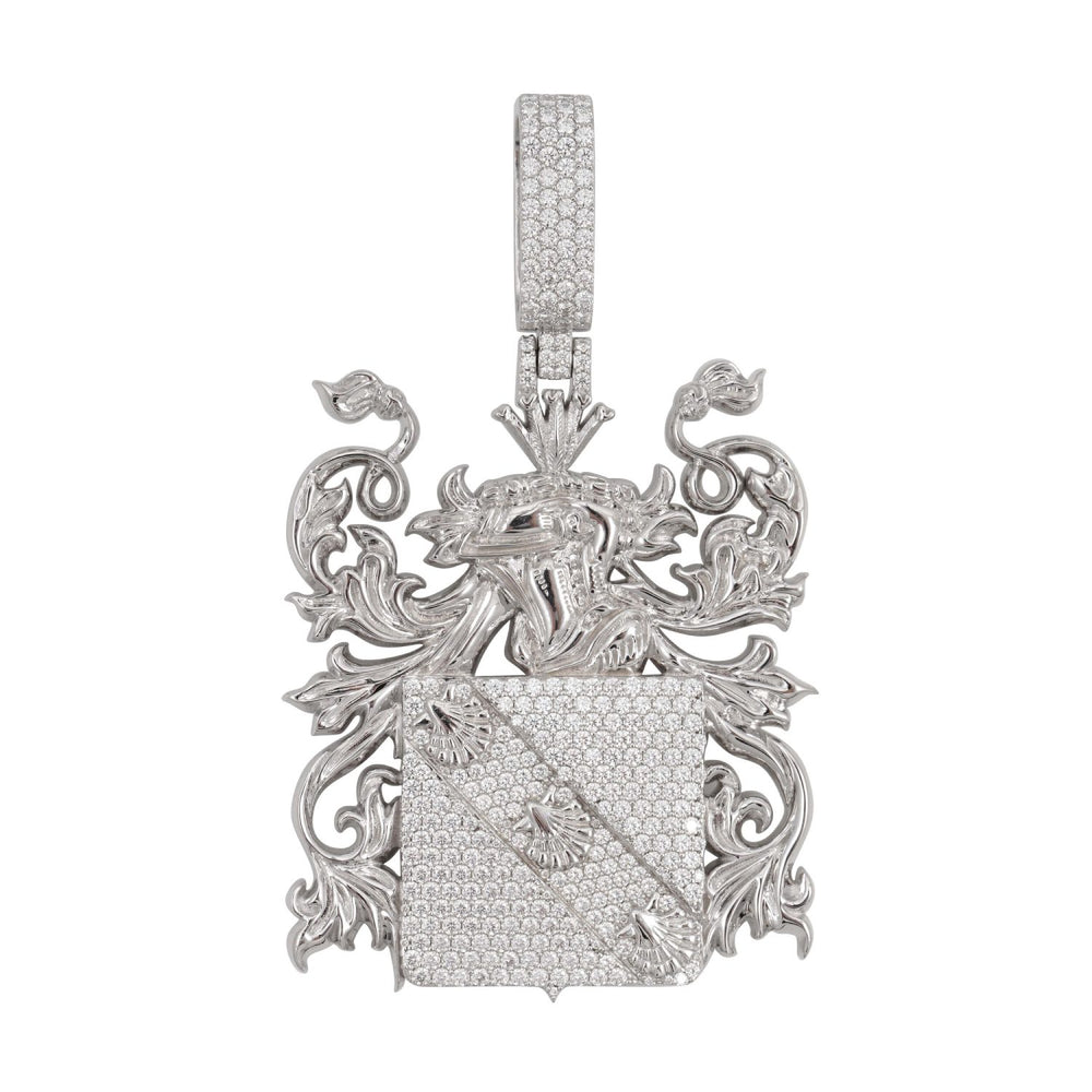 coat of arms home custom logo moissanite pendant 14k gold icecartel white