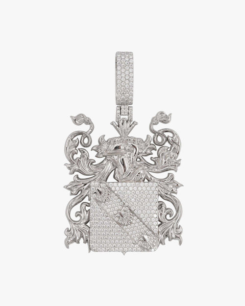 coat of arms home custom logo moissanite pendant 14k gold icecartel white