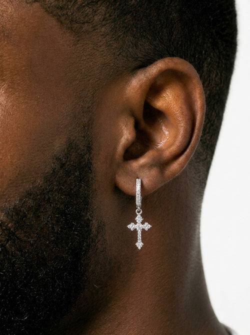 cross drop moissanite earrings 14k gold icecartel model new