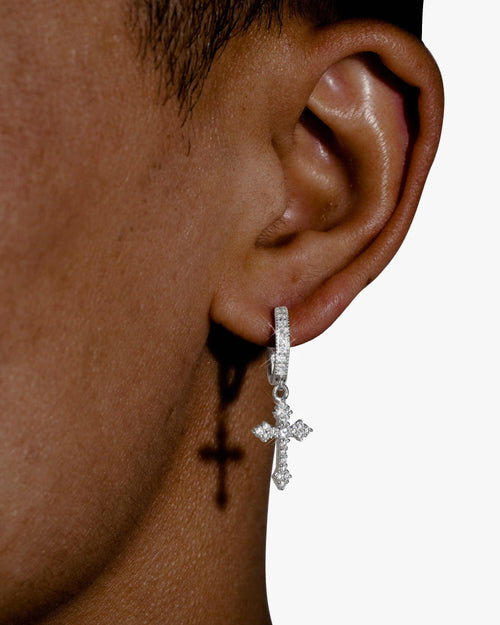 cross drop moissanite earrings 14k gold icecartel model