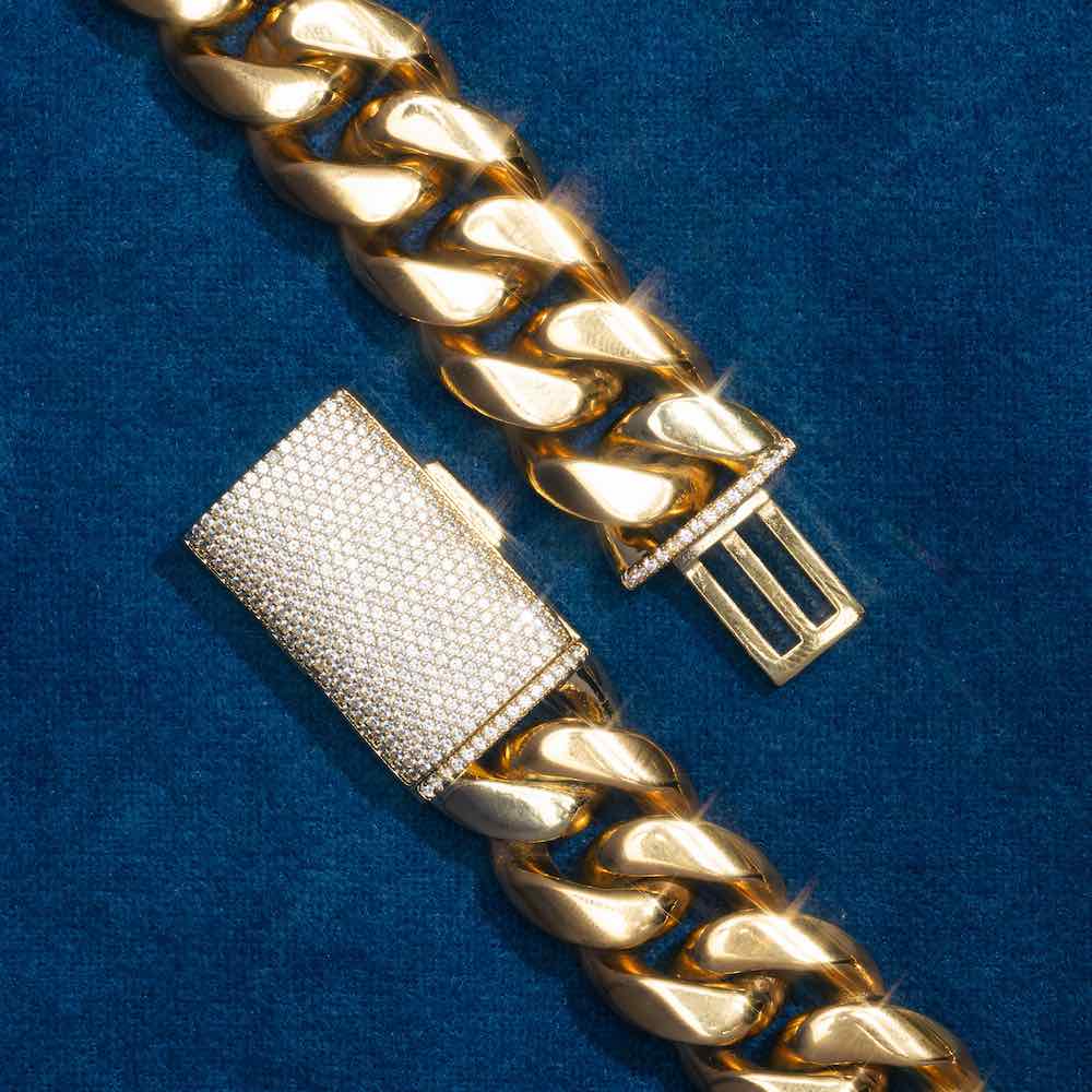 18MM cuban link bracelet 14k yellow gold clasp