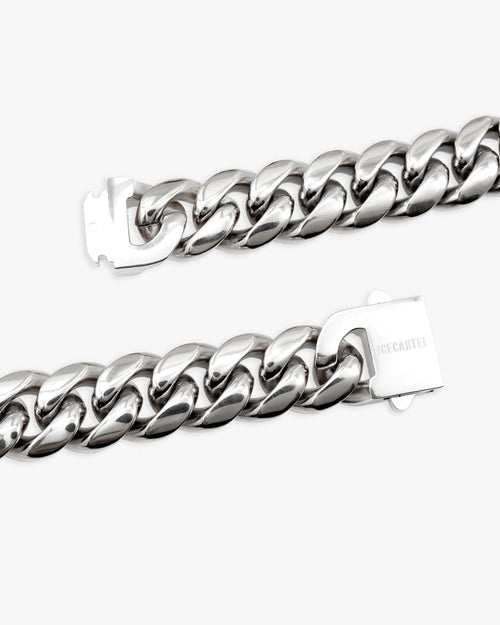 cuban link chain with iced clasp 14k gold icecartel 18mm white clasp new