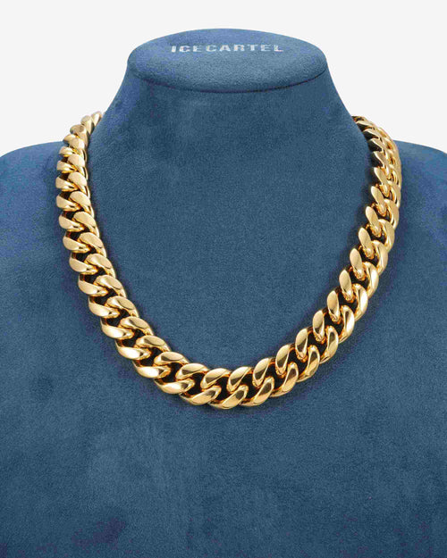 cuban link chain with iced clasp 14k gold icecartel 18mm yellow display