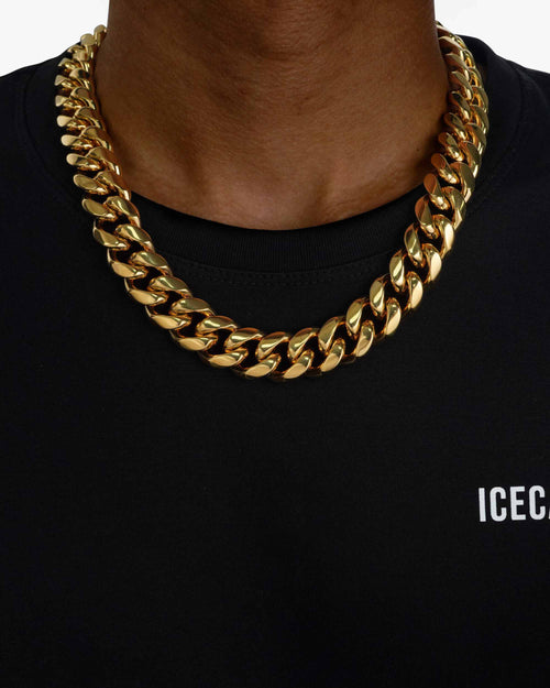 cuban link chain with iced clasp 14k gold icecartel 18mm yellow model