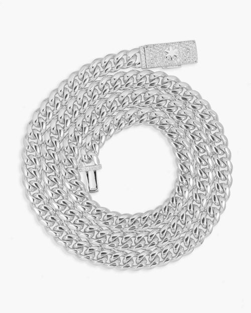 cuban link chain with iced clasp 14k gold icecartel 6mm white top