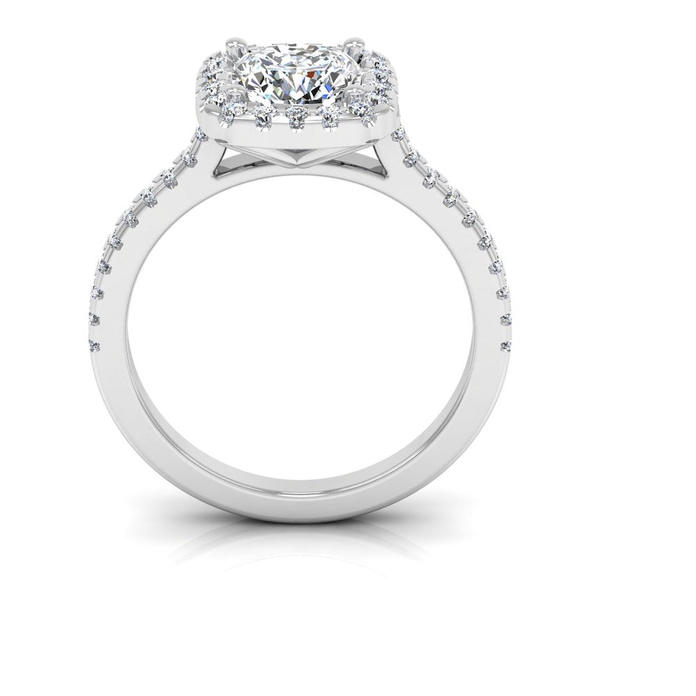 Cushion Halo Moissanite Engagement Ring first