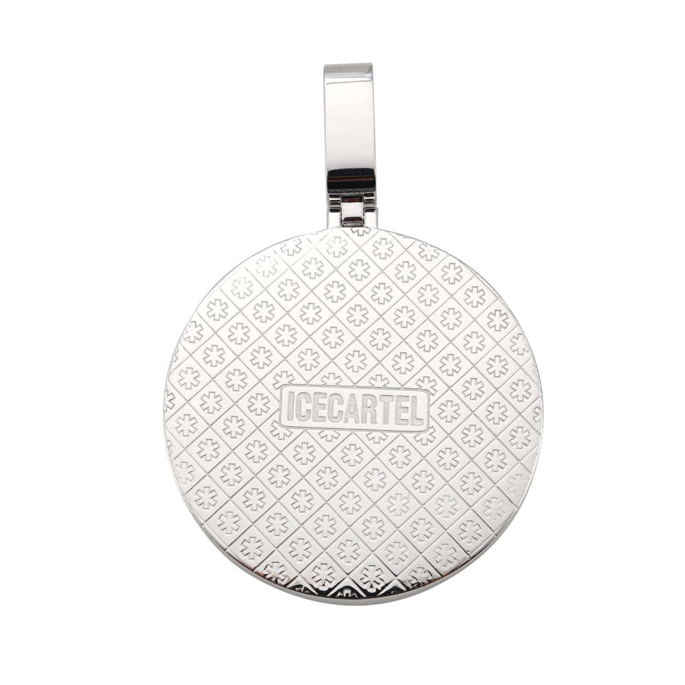 custom a v moissanite circle pendant 14k gold icecartel back