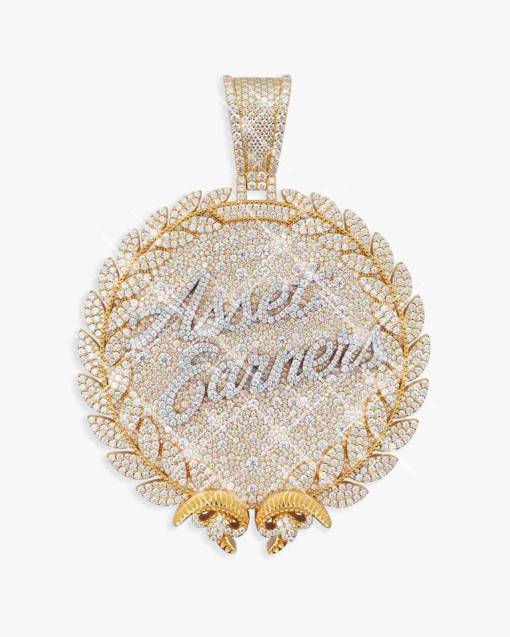 custom asset earners moissanite circle pendant 14k gold icecartel main