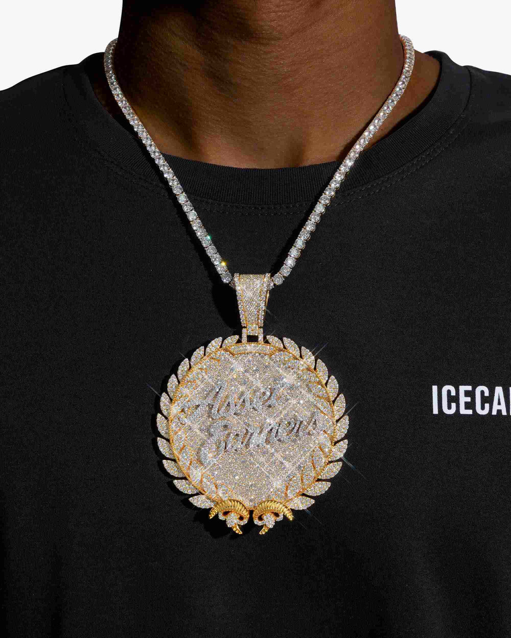 custom asset earners moissanite circle pendant 14k gold icecartel model