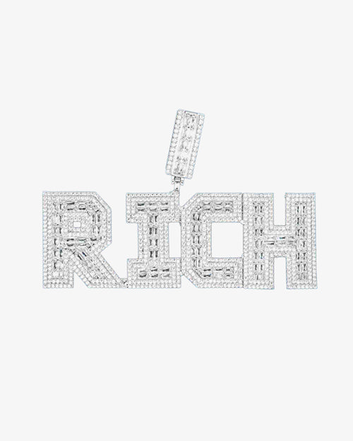 custom baguette boston letter pendant close up f6