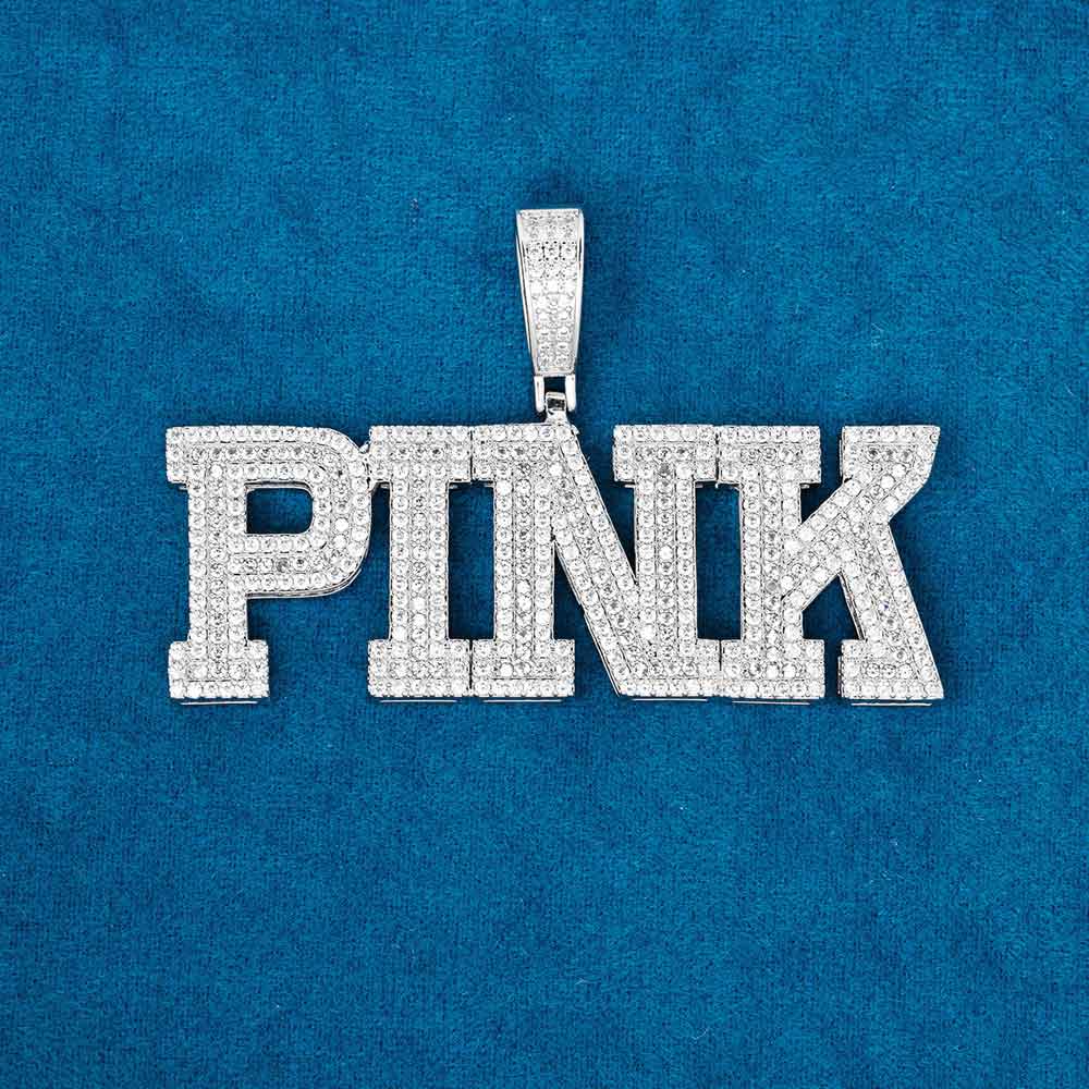 custom boston letter pink pendant icecartel close up 1