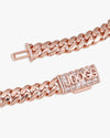 CUSTOM CLASP 12MM Moissanite Miami Cuban Link Chain 14K Gold - Rose Gold