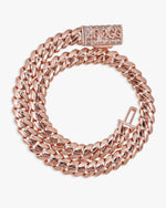 CUSTOM CLASP 12MM Moissanite Miami Cuban Link Chain 14K Gold - Rose Gold