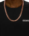 CUSTOM CLASP 12MM Moissanite Miami Cuban Link Chain 14K Gold - Rose Gold