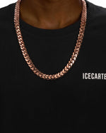CUSTOM CLASP 12MM Moissanite Miami Cuban Link Chain 14K Gold - Rose Gold