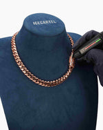CUSTOM CLASP 12MM Moissanite Miami Cuban Link Chain 14K Gold - Rose Gold