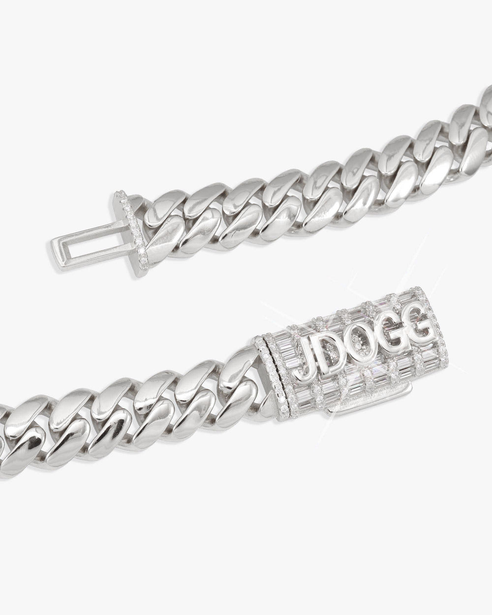 CUSTOM CLASP 12MM Moissanite Miami Cuban Link Chain 14K Gold - White Gold
