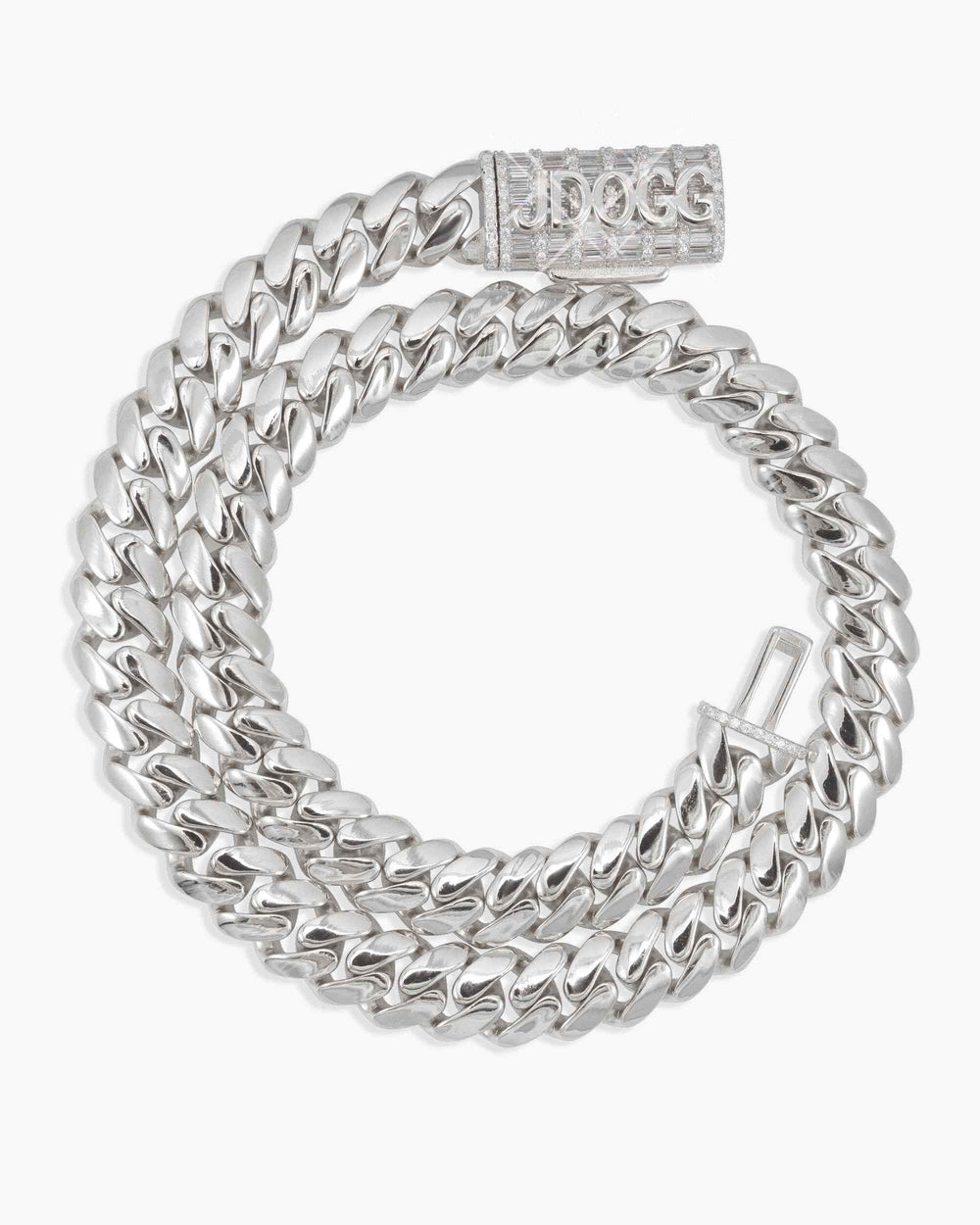 CUSTOM CLASP 12MM Moissanite Miami Cuban Link Chain 14K Gold - White Gold