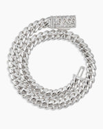 CUSTOM CLASP 12MM Moissanite Miami Cuban Link Chain 14K Gold - White Gold