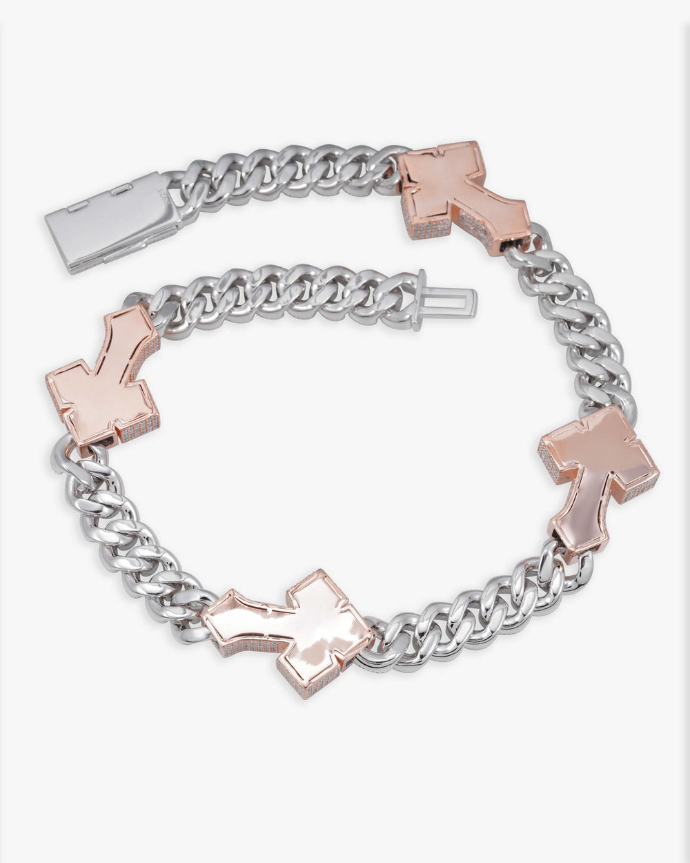 custom clasp 15mm moissanite baguette cross miami cuban link chain 14k gold icecartel back