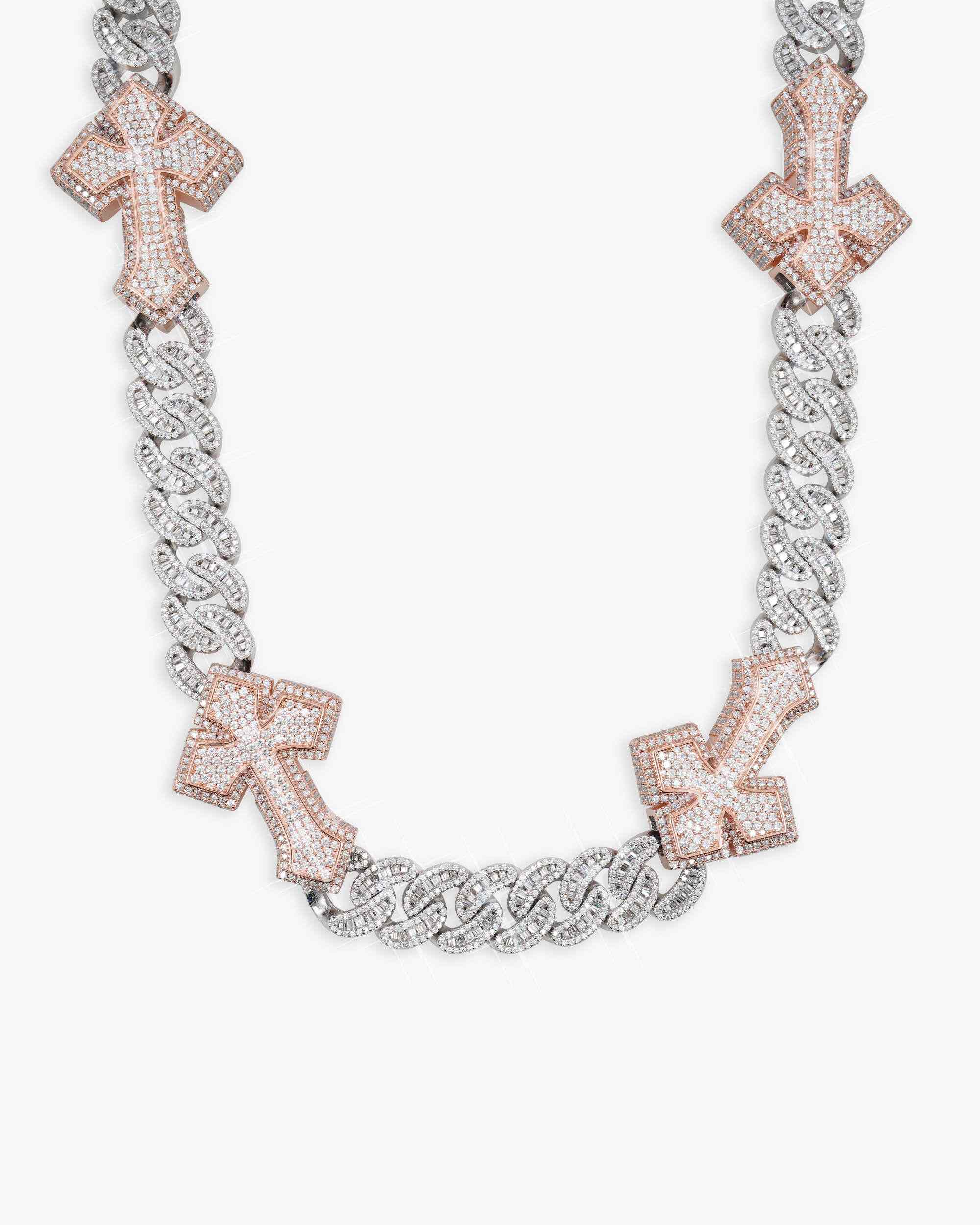 SEC Partner箔 水月 那波 DIVINE CROSS Custom Moissanite Cross Link Chain - IceCartel™