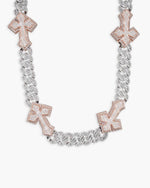 CUSTOM CLASP 15MM Moissanite Baguette Cross Miami Cuban Link Chain 14K Gold - White Gold
