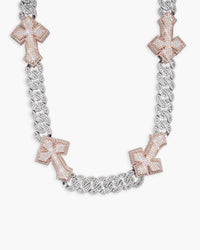 custom clasp 15mm moissanite baguette cross miami cuban link chain 14k gold icecartel front