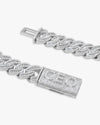 CUSTOM CLASP 15MM Moissanite Baguette Cross Miami Cuban Link Chain 14K Gold - White Gold