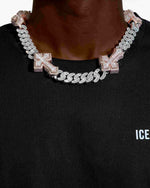 CUSTOM CLASP 15MM Moissanite Baguette Cross Miami Cuban Link Chain 14K Gold - White Gold