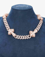 CUSTOM CLASP 15MM Moissanite Baguette Cross Miami Cuban Link Chain 14K Gold - Rose Gold