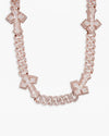 CUSTOM CLASP 15MM Moissanite Baguette Cross Miami Cuban Link Chain 14K Gold - Rose Gold