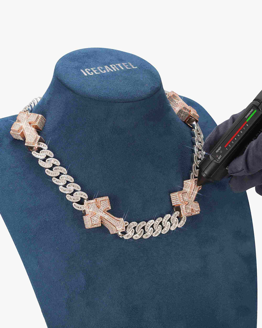 custom clasp 15mm moissanite baguette cross miami cuban link chain 14k gold icecartel test