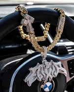 CUSTOM CLASP 15MM Moissanite Baguette Cross Miami Cuban Link Chain 14K Gold - Yellow Gold
