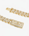 CUSTOM CLASP 15MM Moissanite Baguette Cross Miami Cuban Link Chain 14K Gold - Yellow Gold