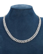 CUSTOM CLASP 2-Row 10MM Moissanite Cuban Link Chain 14K Gold - White Gold