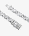 CUSTOM CLASP 2-Row 10MM Moissanite Cuban Link Chain 14K Gold - White Gold