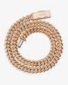 CUSTOM CLASP 2-Row 10MM Moissanite Cuban Link Chain 14K Gold - Rose Gold