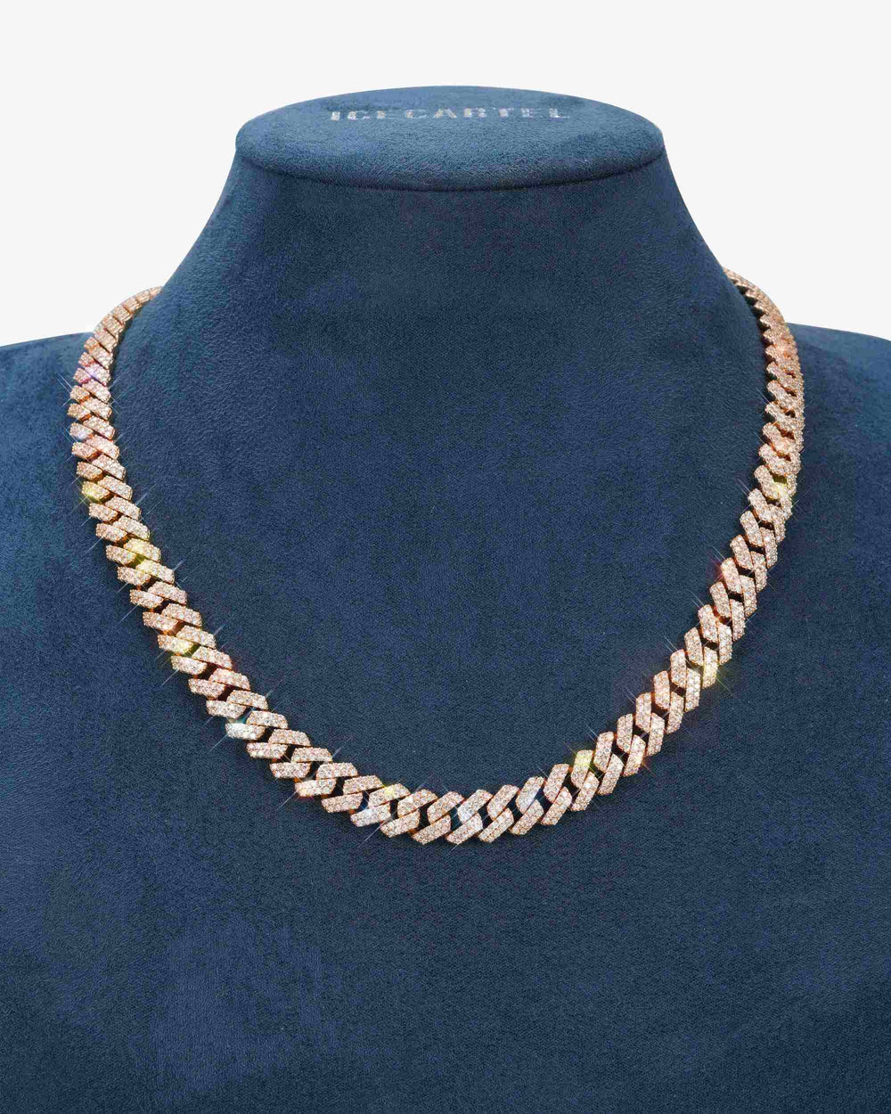 CUSTOM CLASP 2-Row 10MM Moissanite Cuban Link Chain 14K Gold - Rose Gold
